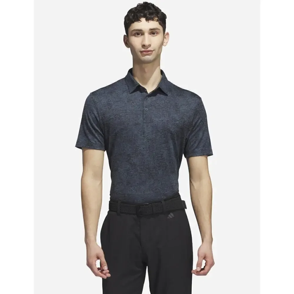 Adidas Golf Polo Aerial Jacquard Blue Black Medium NWT